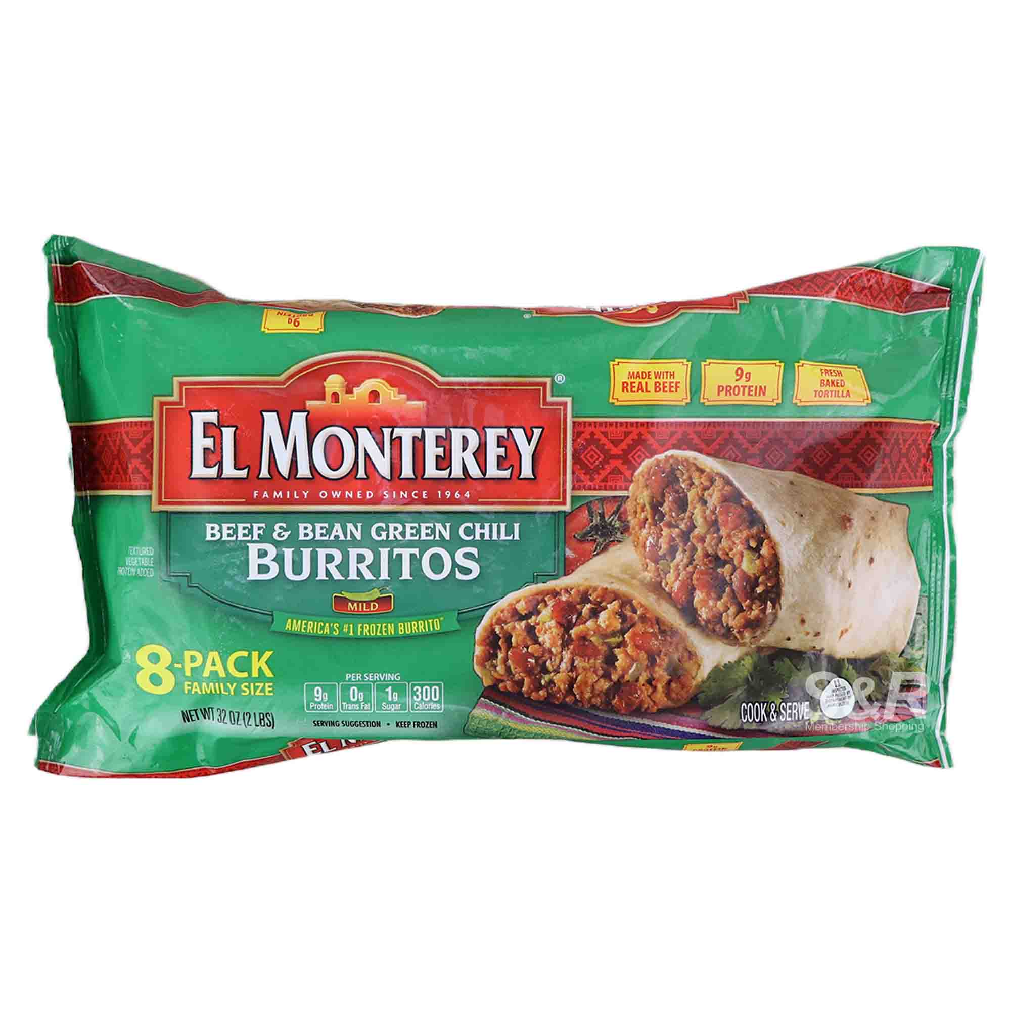 El Monterey Beef & Bean Green Chili Burritos 907g